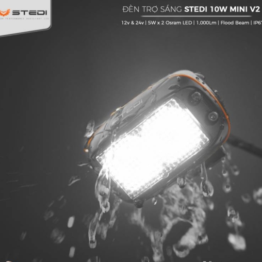 Đèn LED trợ sáng STEDI 10W Mini V2 (Flood Beam)
