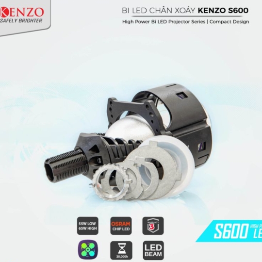  Bi Led Hiệu suất cao Kenzo S600 – Thiết kế chân xoáy – Lắp đặt dễ dàng 