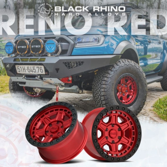 Mâm Black Rhino Reno 17×9.0 | 6/139.7 | ET00 | CB112.1 (Màu Đỏ Candy)