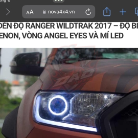 Mẫu đèn độ Ranger WildTrak 2017 – Độ Bi Xenon, Vòng Angel Eyes và Mí LED