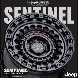 Mâm Black Rhino Sentinel cho Jeep 17×8.5 | 5×127 | ET-18 | CB71.6 (Đen mờ)