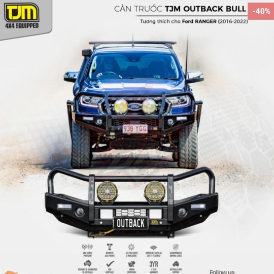 Cản TJM Outback Bull Bar T13 cho Ford Ranger & Everest (2015+)